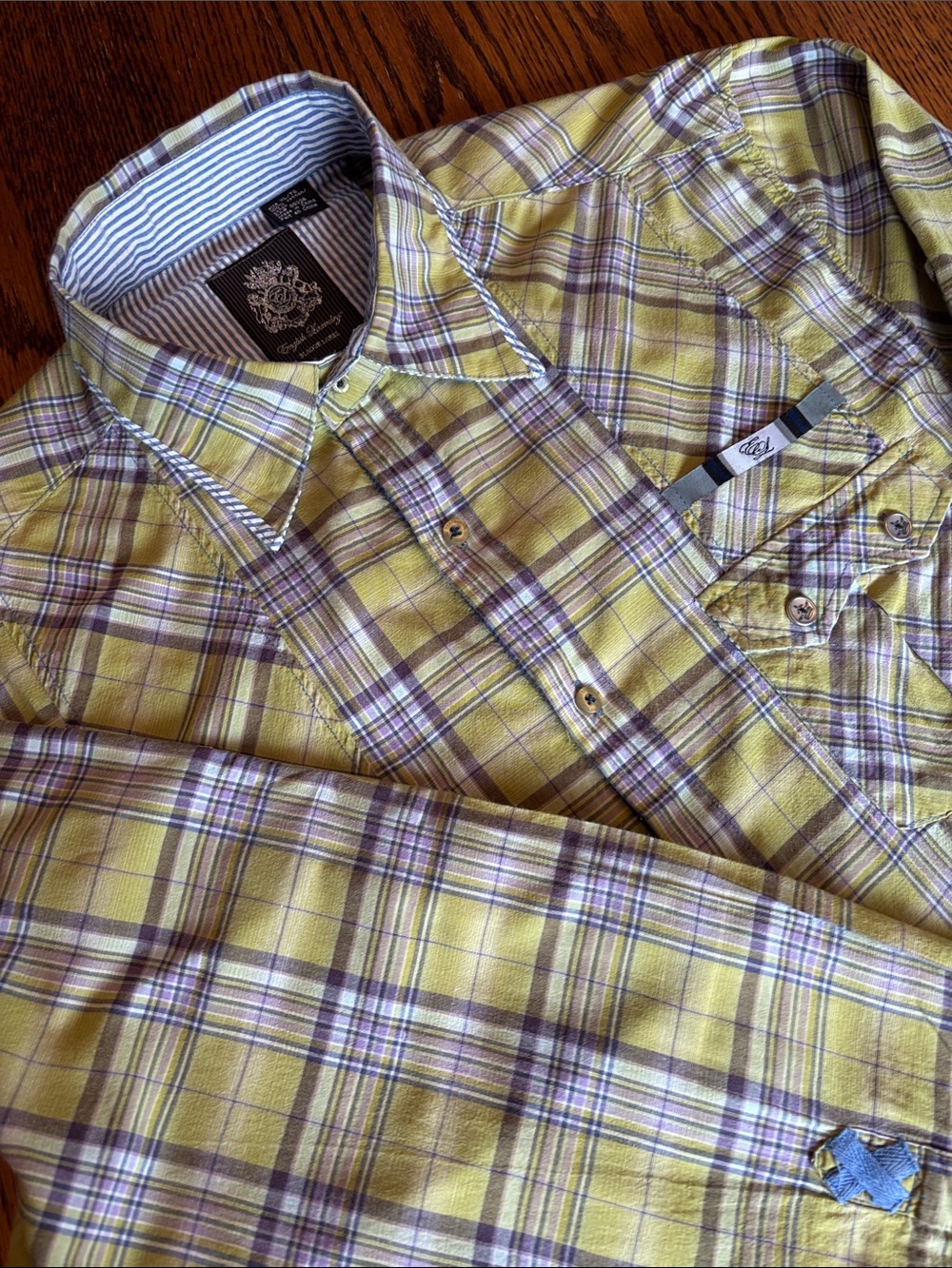 ENGLISH LAUNDRY - Size XL Yellow/Blue/White/Purple Button-Down LS Shirt (M-116)